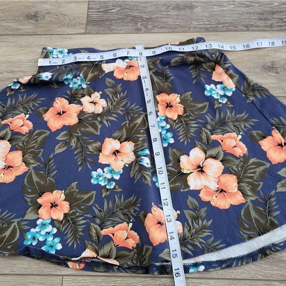 Aeropostale tropical flower mini skirt size small blue peach  green - Picture 2 of 6